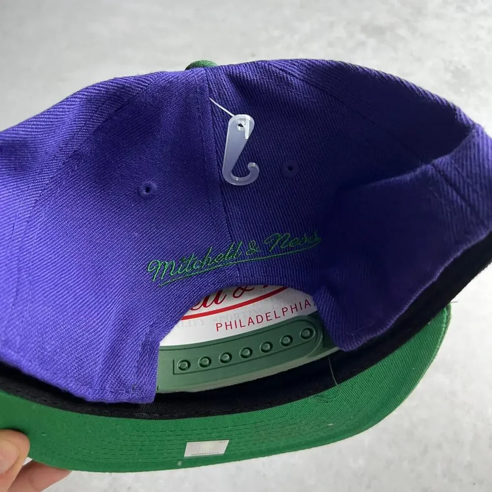 Mitchell And Ness Milwaukee Bucks SnapBack Hat Logo Purple Green Youth Fit NWT